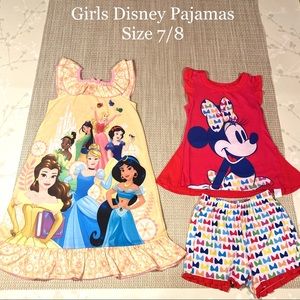 ✔️ SOLD 📬 VGUC/ GUC Disney Pajamas Bundle, Sz 7/8